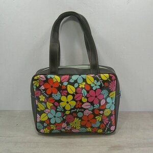 Paul Frank Vintage Chocolate Brown Floral Shoulder Bowling Satchel Y2k Bag Purse